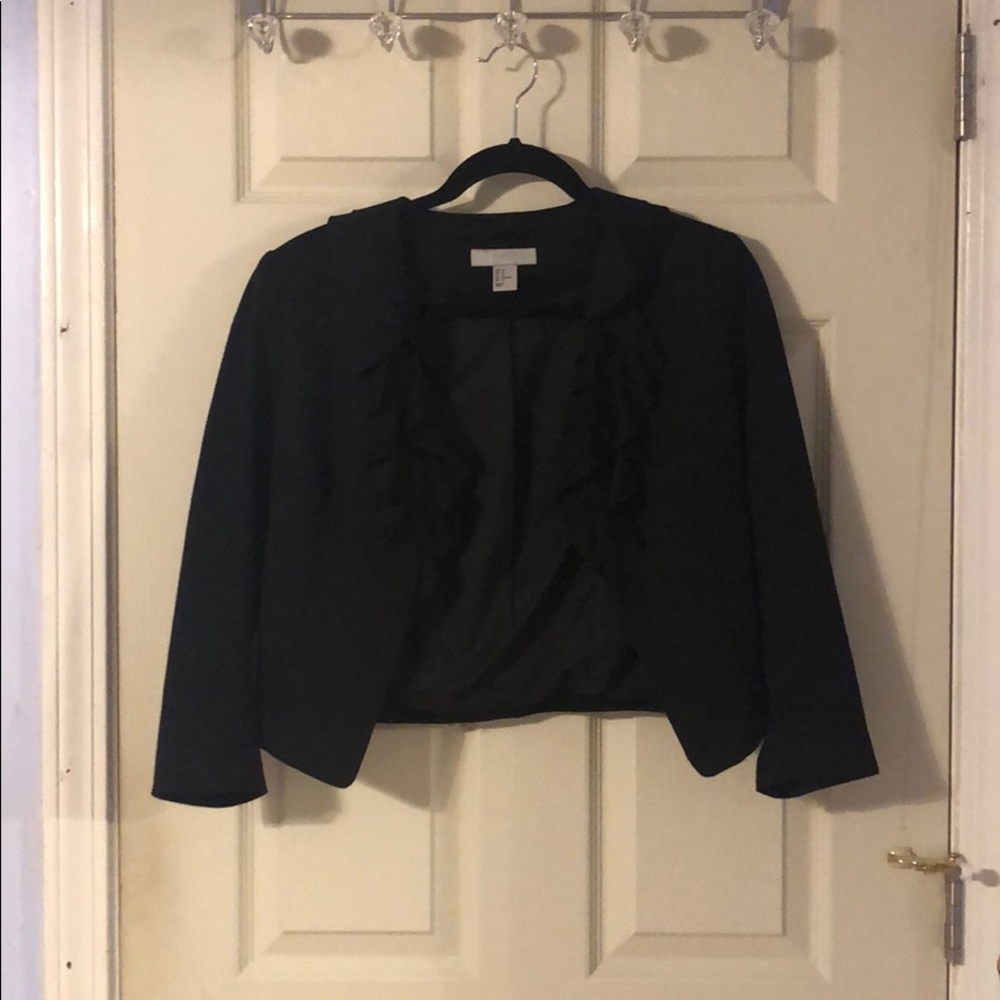 Ruffle front cropped blazer